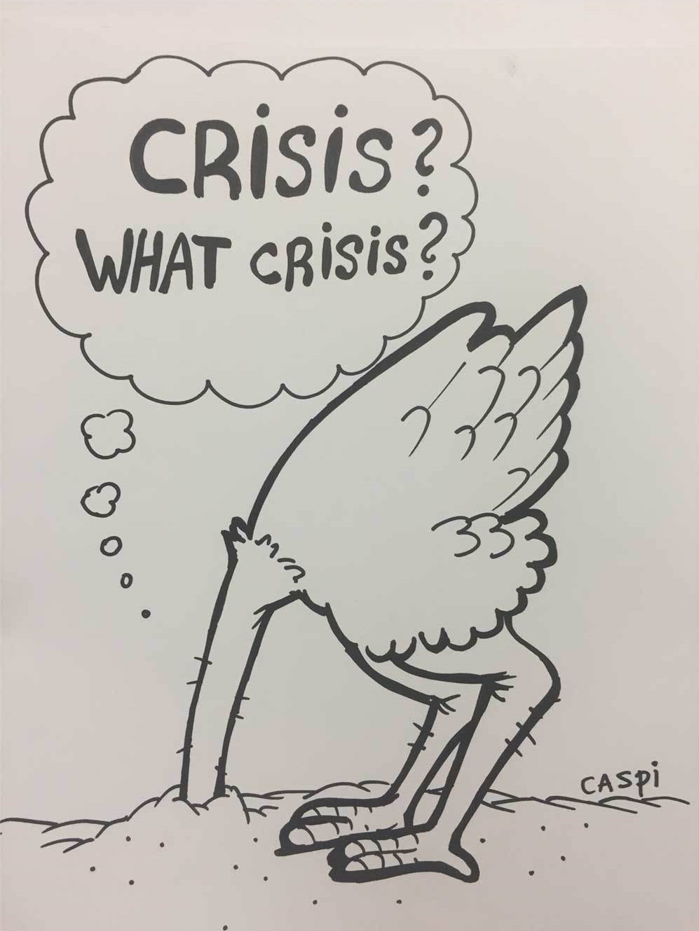 Crisis ostrich in sand elion